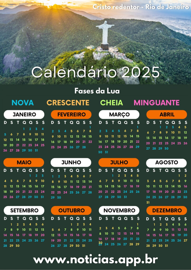 Baixe o Calendário 2025 Cristo Redentor em JPG e PDF. Organize seu ano com inspiração e espiritualidade. Download gratuito!